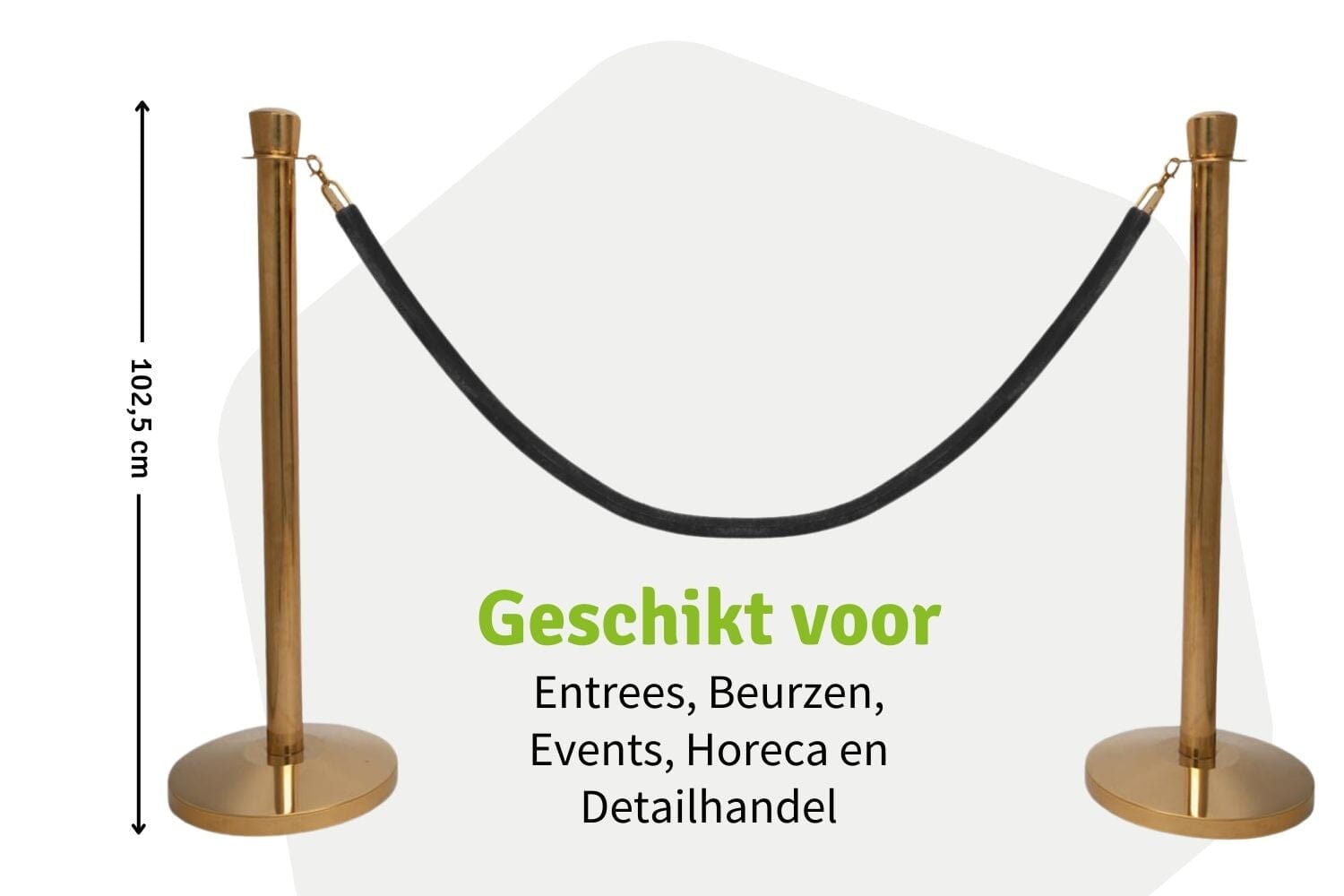 Set Afzetpalen met Koord | Messing - Ovale kop | Koord Zwart | GJ Floors