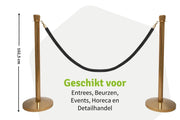 Set Afzetpalen met Koord | Messing - Zwart - Ovale kop van Rodelopers