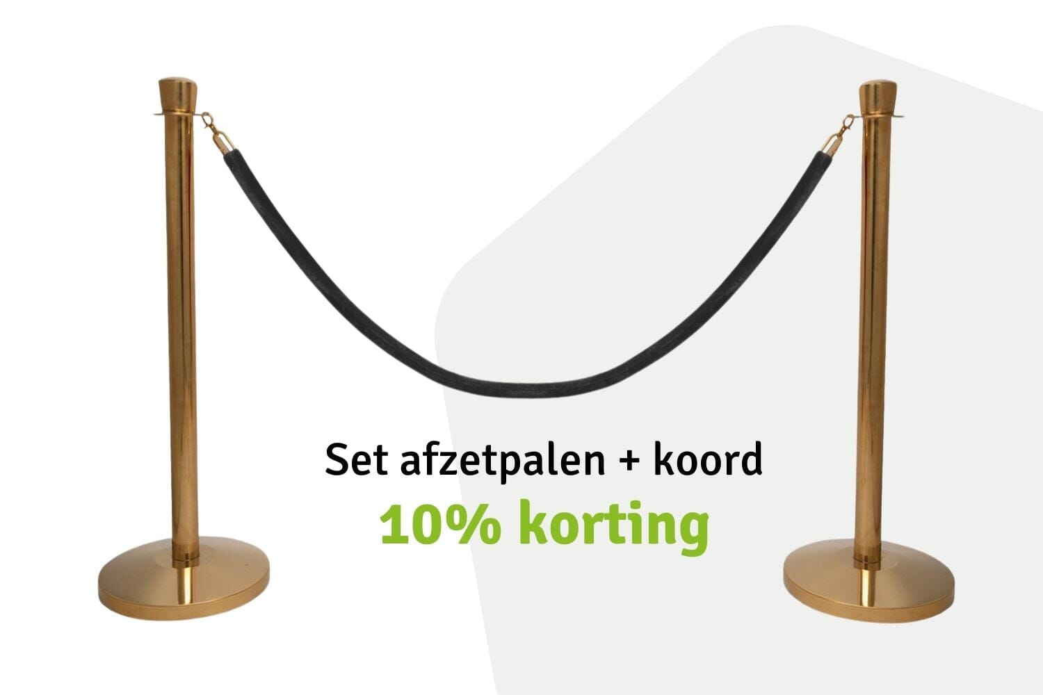 Set Afzetpalen met Koord | Messing - Ovale kop | Koord Zwart | GJ Floors