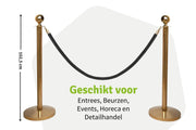 Set Afzetpalen met Koord | Messing - Zwart - Ronde Bol van Rodelopers