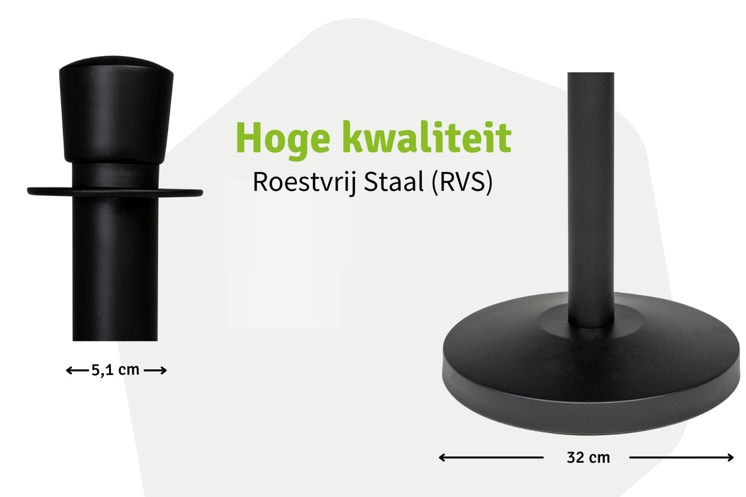 Set Afzetpalen met Koord | Zwart - Ovale kop | Koord Rood | GJ Floors