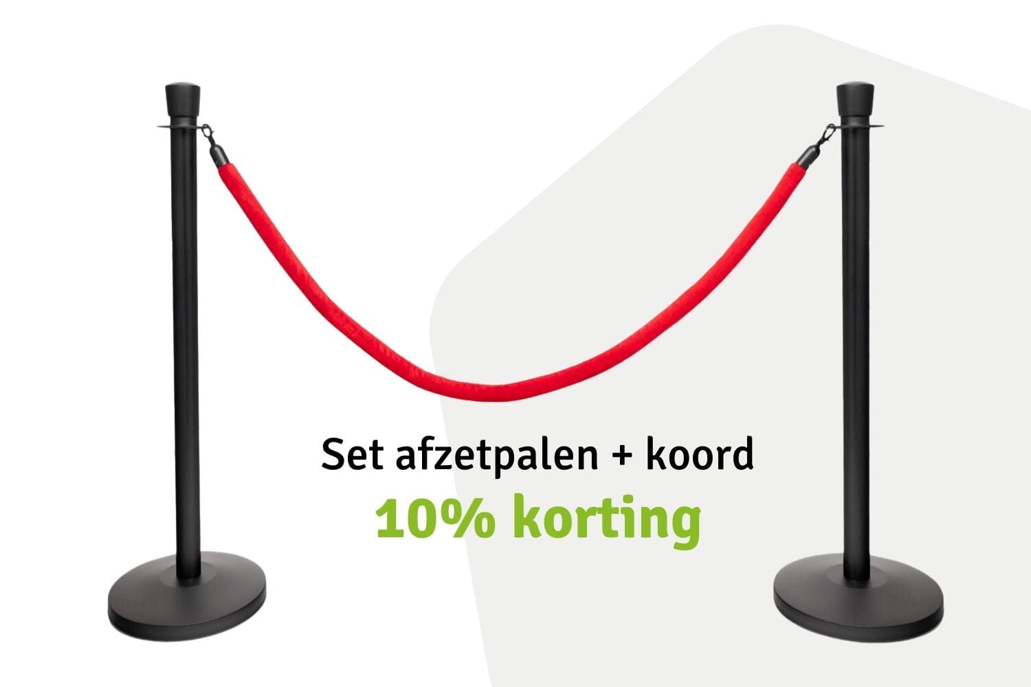 Set Afzetpalen met Koord | Zwart - Ovale kop | Koord Rood | GJ Floors