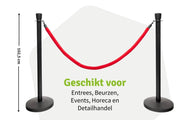 Set Afzetpalen met Koord | Zwart - Rood - Ovale kop van Rodelopers