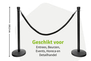 Set Afzetpalen met Koord | Zwart - Zwart - Ovale kop van Rodelopers