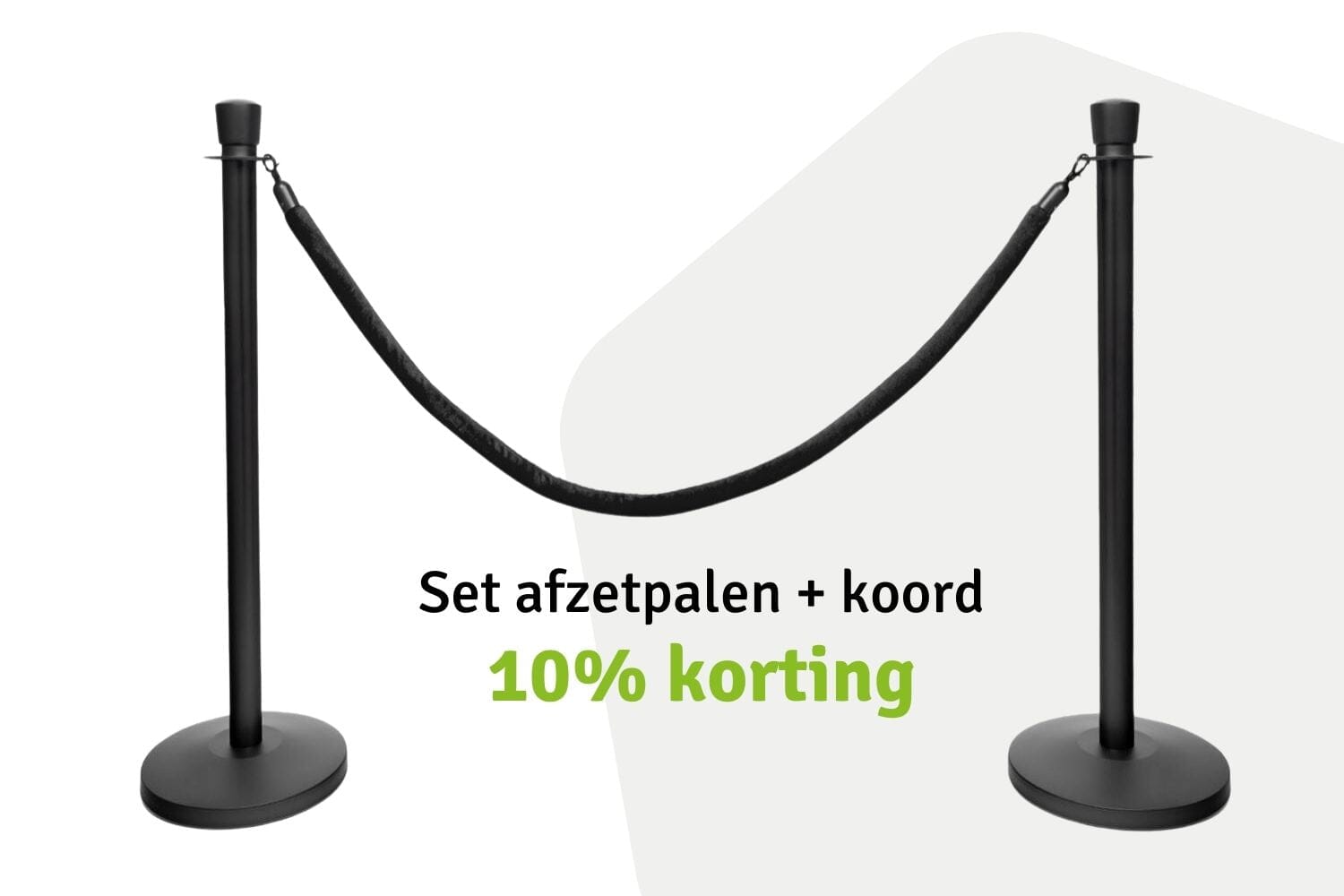 Set Afzetpalen met Koord | Zwart - Ovale kop | Koord Zwart | GJ Floors