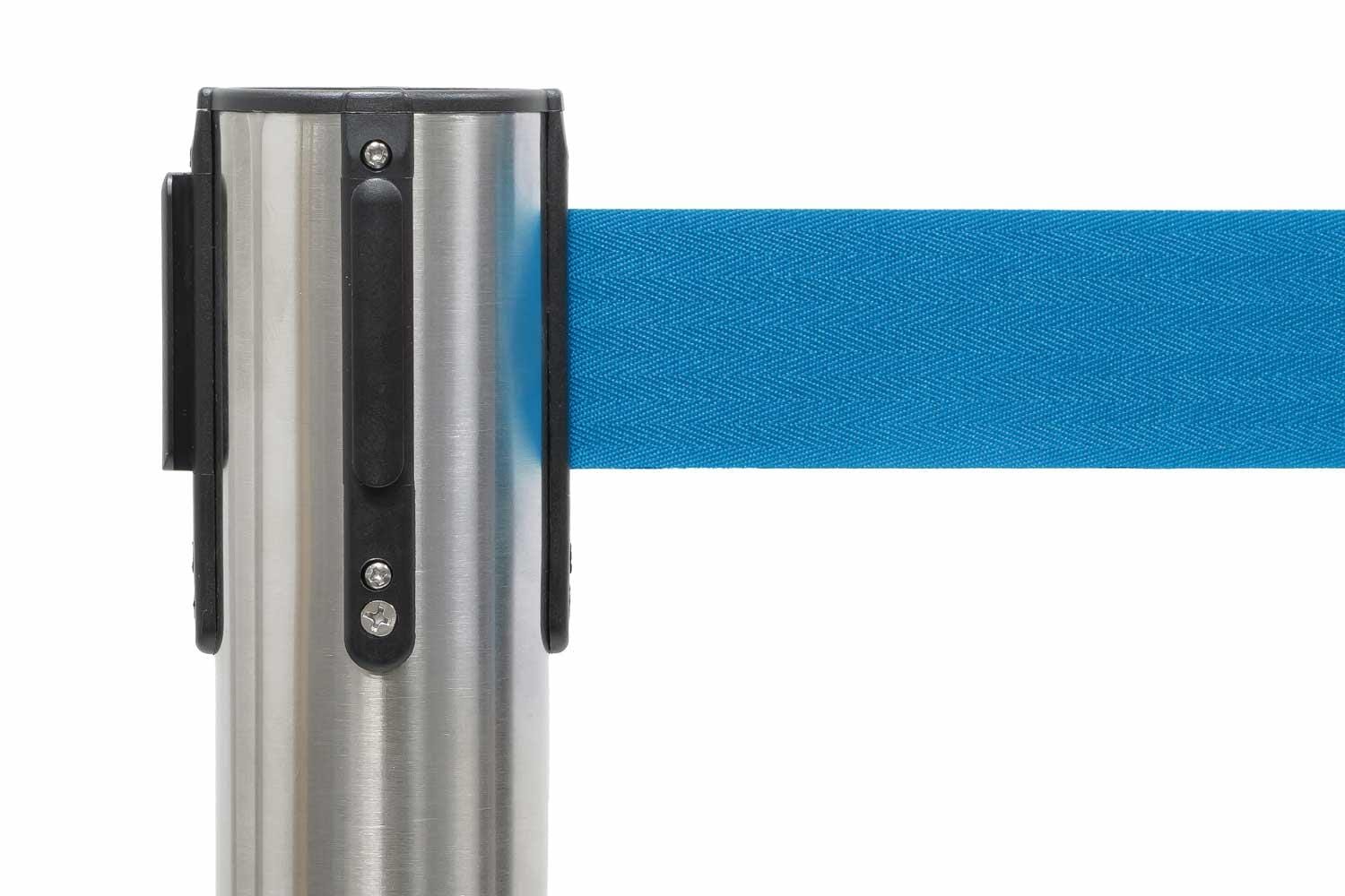 Set afzetpalen met Trekband | Geborsteld Chroom - Lichtblauw Rodelopers 