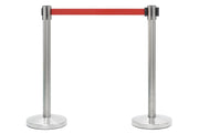 Set afzetpalen met Trekband | Geborsteld Chroom - Rood van Rodelopers