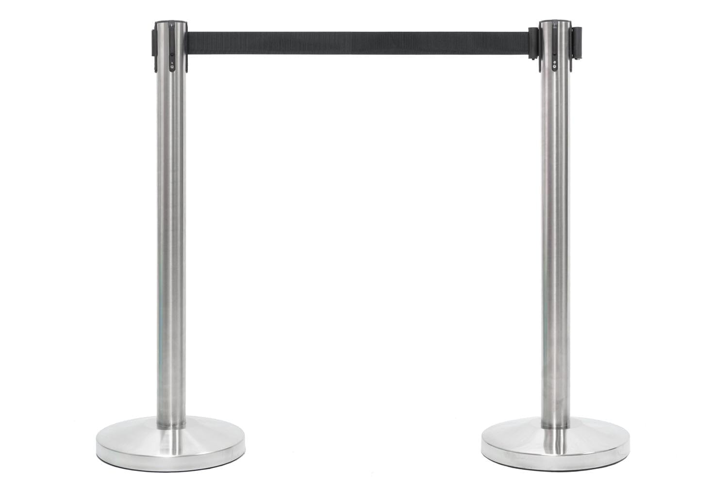 Set afzetpalen met Trekband | Geborsteld Chroom- Zwart Afzetpalen Rodelopers 