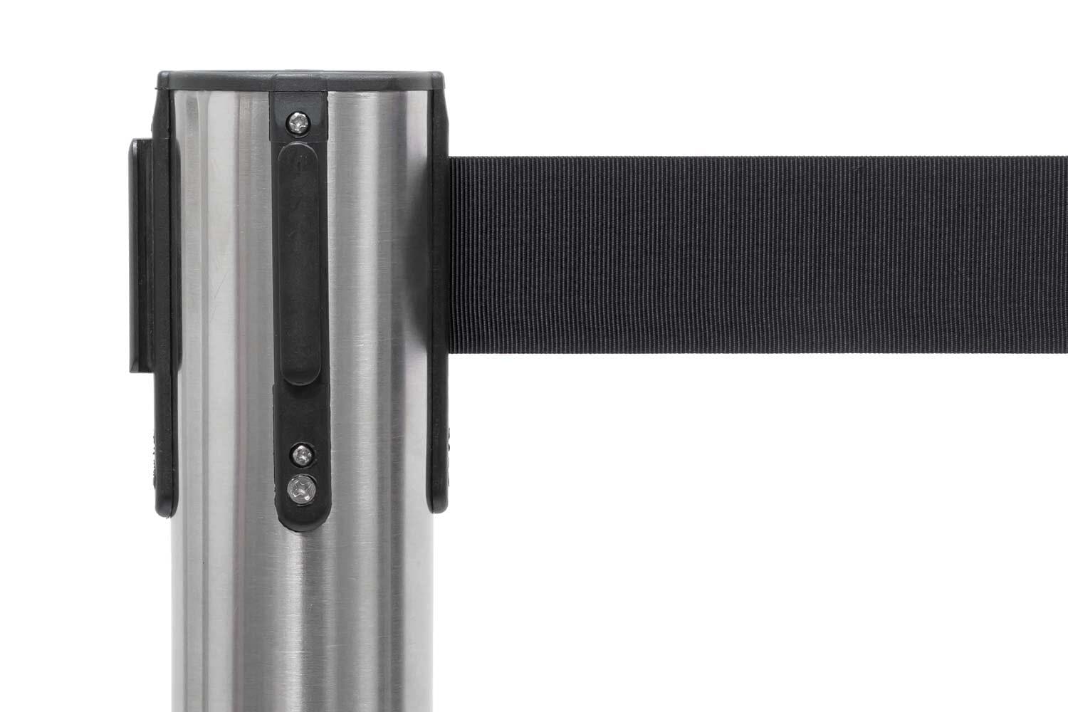 Set afzetpalen met Trekband | Geborsteld Chroom- Zwart Afzetpalen Rodelopers 