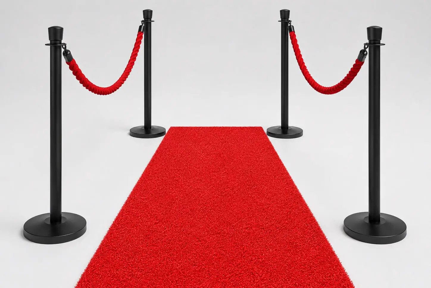 Rodelopers WK Rode Duivels Bundel red carpet barrier set with black stanchions and red ropes